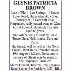 GLYNIS PATRICIA BROWN