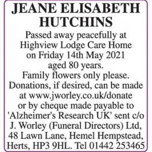 JEANE ELISABETH HUTCHINS