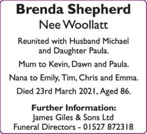 Brenda Shepherd Nee Woollatt