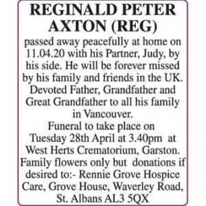 REGINALD PETER AXTON (REG)